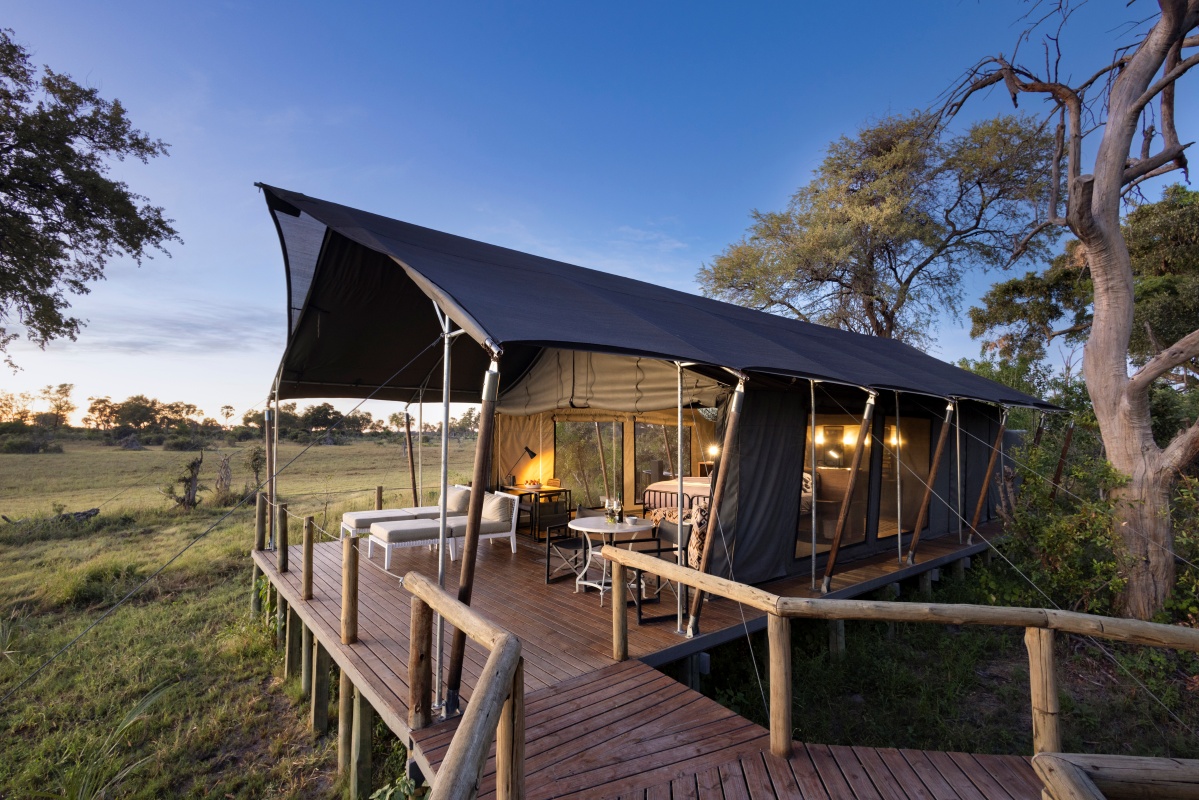 Gomoti Private Botswana - Luxury Tent Sunset