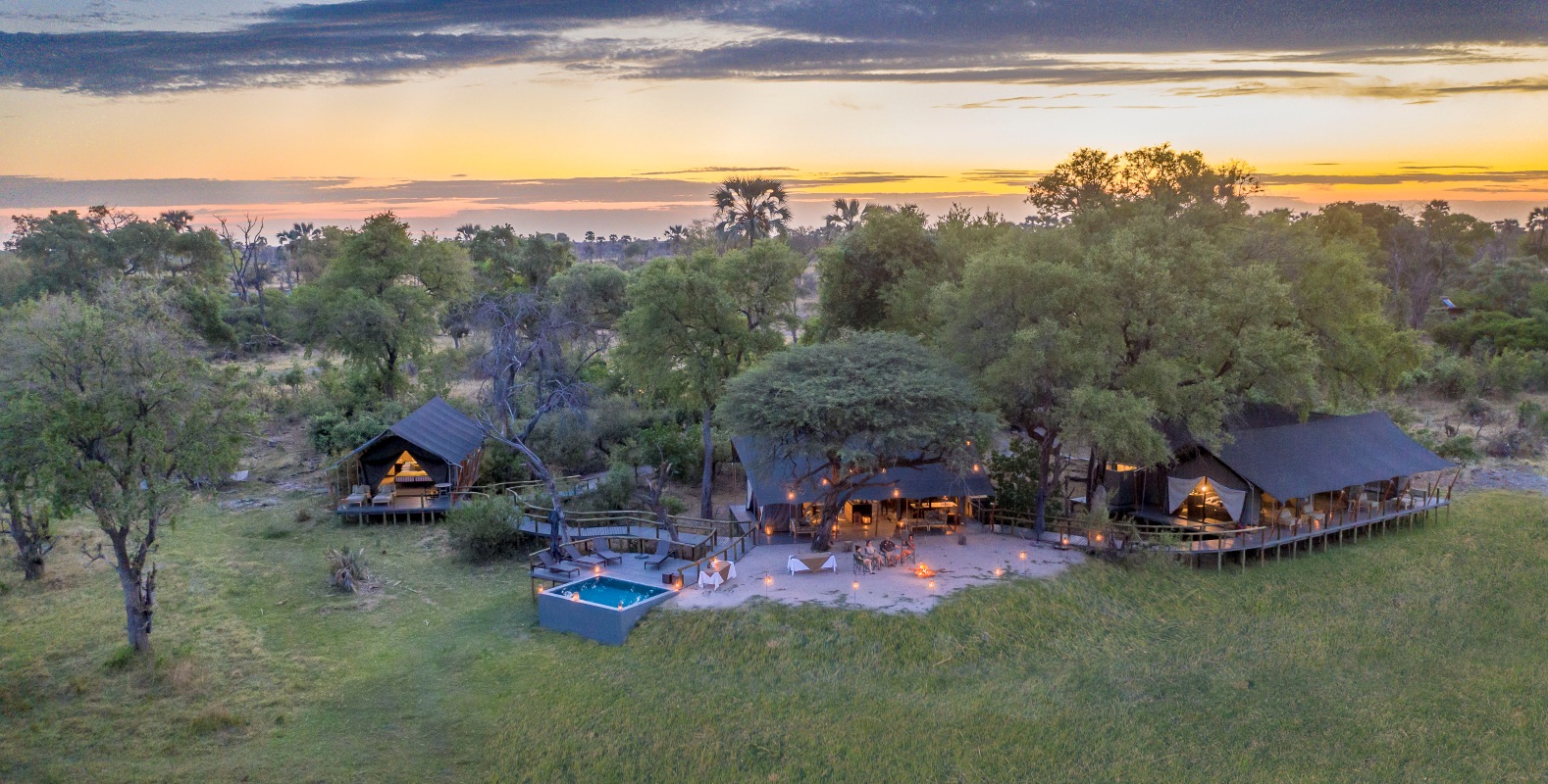 Gomoti Private Botswana - Main Camp Aerial View