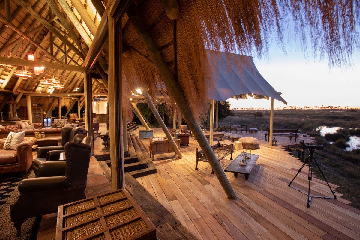 Selinda Camp - Main Camp View at Sunset